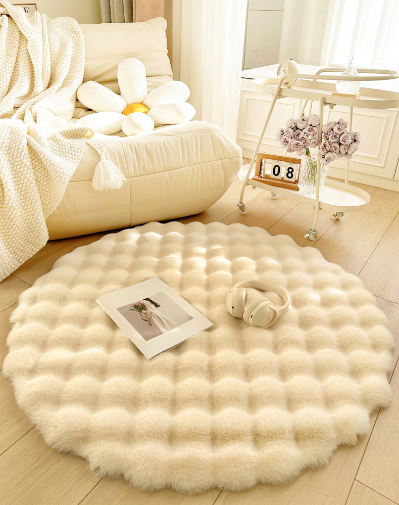 Carpet Door Mat Can Be Cut, Wabi-Sabi Style Carpet, Light Luxury Floor Mat, Silent Tatami Bay Window, Double-Sided Gray-White Carpet