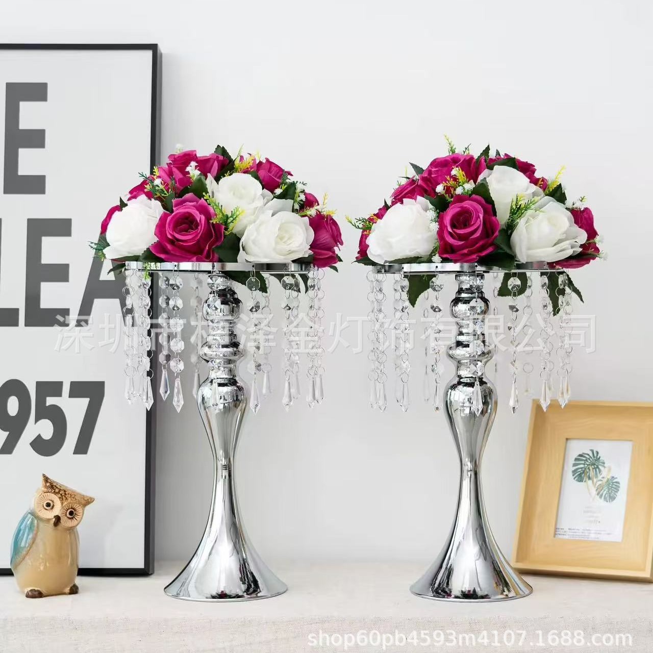 Boda europea sirena cristal candelabrera decoración hotel props mesa de comedor floral decoración creativa mesa