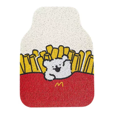 Floor Mats with Cute Cartoon Designs, Avtomobil döşəmə paspasları - line-white-puppy-silk-circle-front-foot-pad-1-piece-front-row-foot-pads-silk-loop