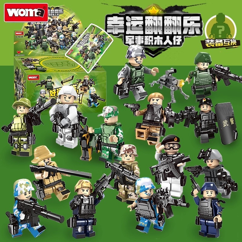 Woma Building Blocks C1038 Flip Fun Military Figure Special Forces Army Soldier Assembly Model Educational Male Toy