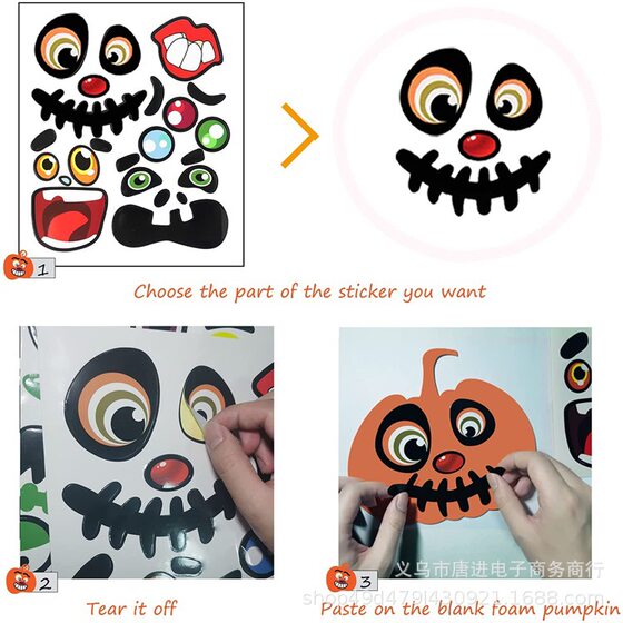 Halloween Children DIY Halloween bubble sticker self-adhesive pumpkin shape sticker party crafts