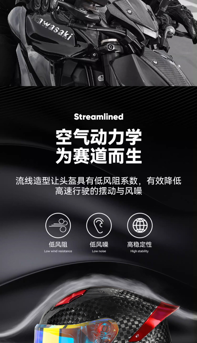 Carbon Fiber Motorcycle Helmet for Men and Women, Suitable for All Seasons, Full-Face Motorcycle Helmet with 3C Certification, Scooter Cruise Helmet