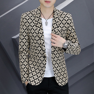 Autumn New Men's Small Suit Set Korean Style Slim-fit Fashionable Hair Stylist Social Boy Jacket Men's 8513
