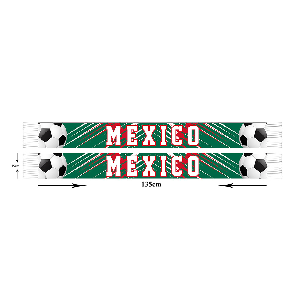 Bufanda de aficionado de México 2026, equipo de fútbol, bufanda de animación para la Copa Mundial de EE. UU.-México-Canadá, 15*135 cm