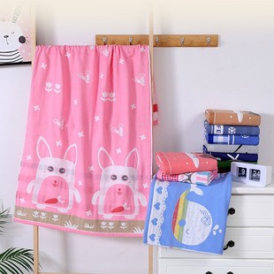 Happy small mu three-layer gauze cotton bath towel Gao Yang towel wholesale cartoon children's towel cotton gauze bath towel