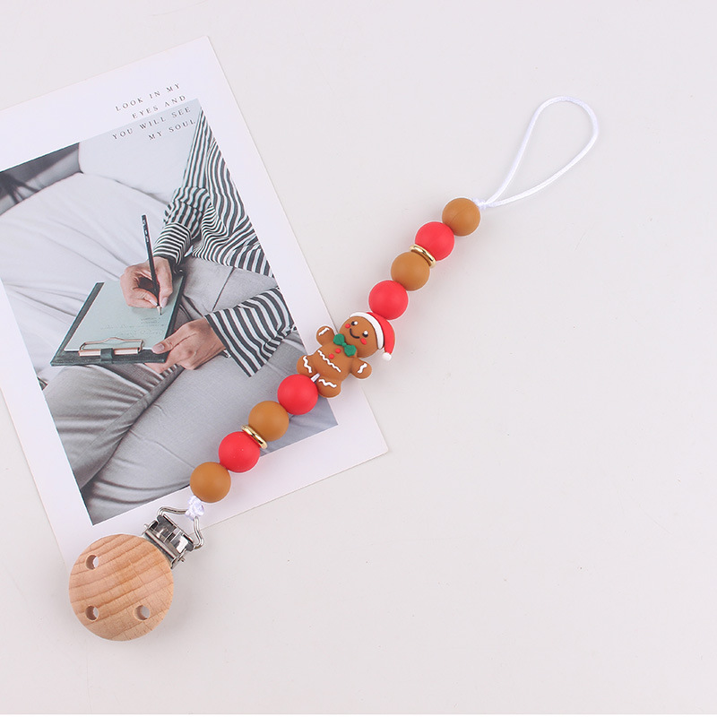 Bebé recién nacido tetina anti-caída cadena de silicona de grado alimenticio cuentas pacificador soporte de tetina