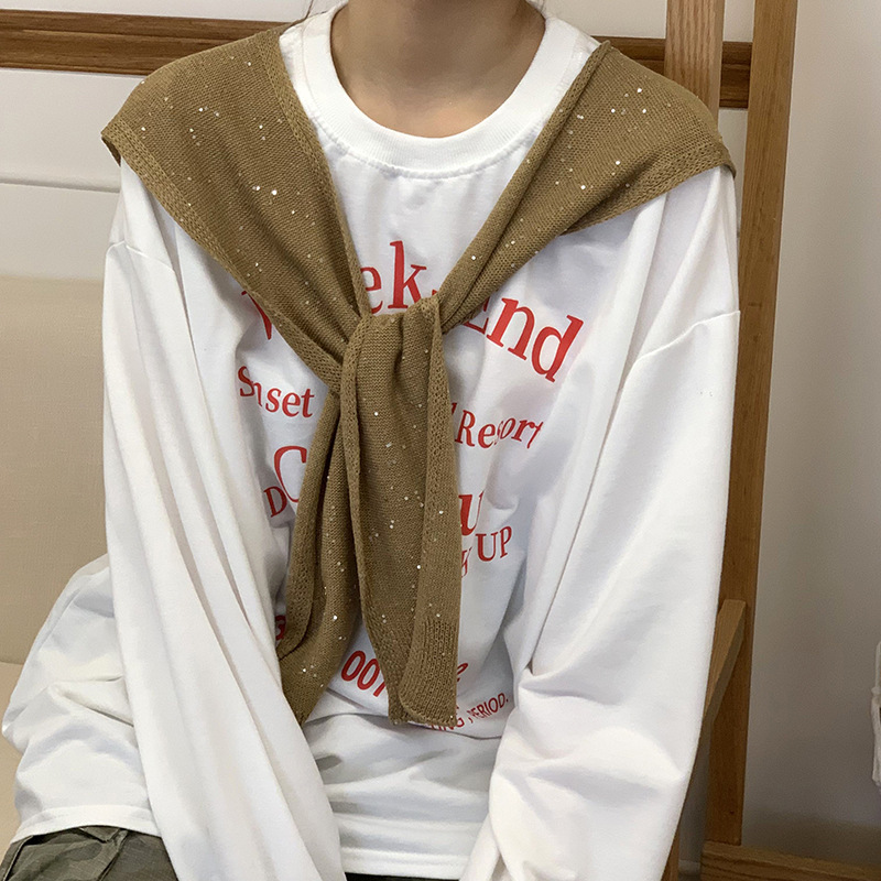 Sopa de punto de alta sensación de primavera y otoño estilo coreano cuello pequeño hombro bufandas de pañuelo con cuello falso de lana con hombros