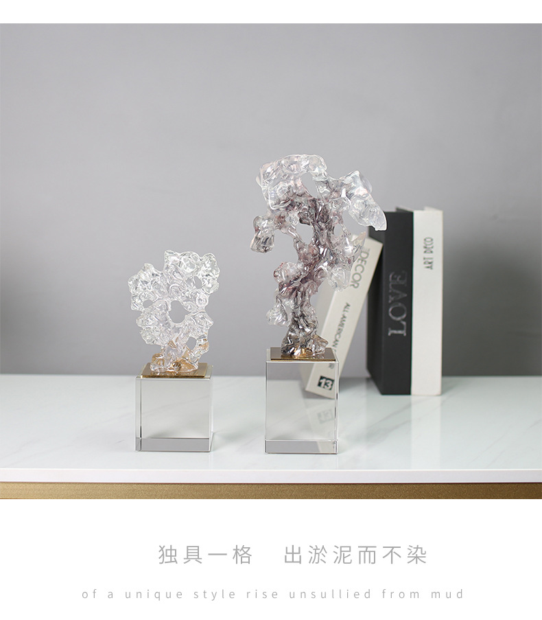 新中式树脂雕塑玄关装饰摆件抽象仿水晶创意艺术摆件详情25