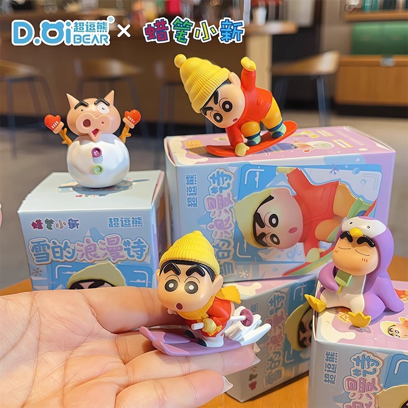 本物のクレヨンしんちゃん雪のロマンスシリーズブラインドボックス装飾品しんちゃん周辺アニメトレンドデスクトップ装飾品フィギュア|undefined