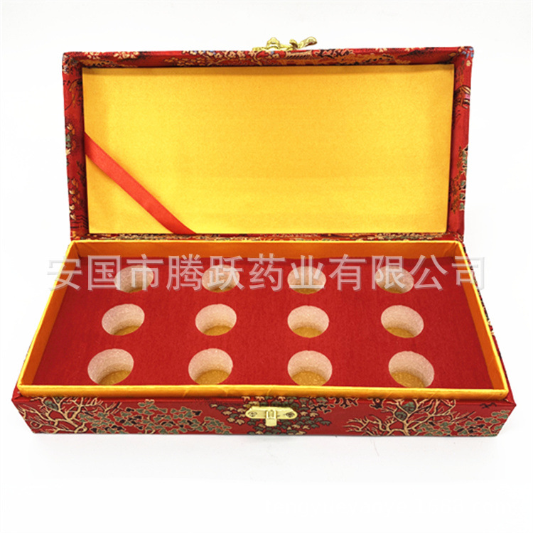 Brocade Pill Box Empty Packaging Case 15 Holes Red 3cm Diameter for Honey Pills and Jewelry preparation
