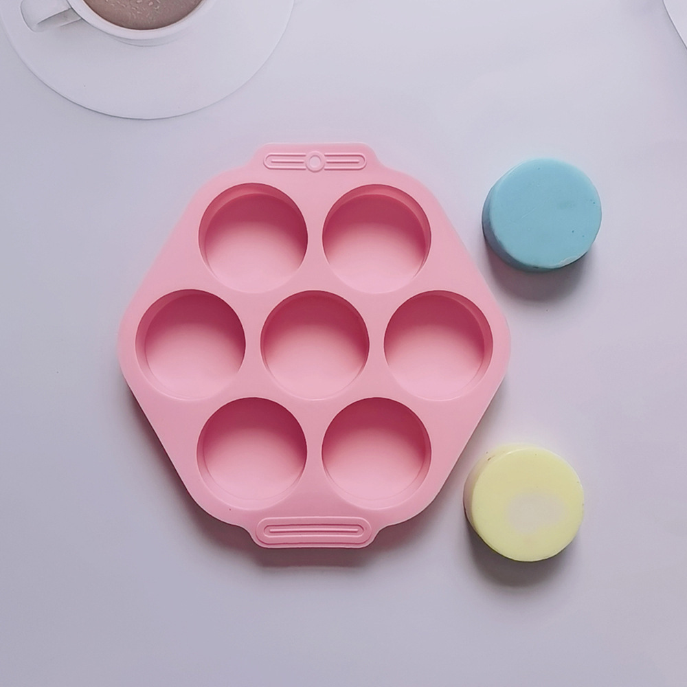 7连圆柱573蛋糕硅胶模具3D慕斯手工制作糕点果冻蛋挞面包模具烘