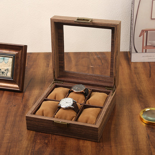 Retro Version Gift Box Jewelry Box Ready-Made Leather Box Pu Box Storage Box Packaging Box Cultural Toy Collection Box Wood Grain Watch