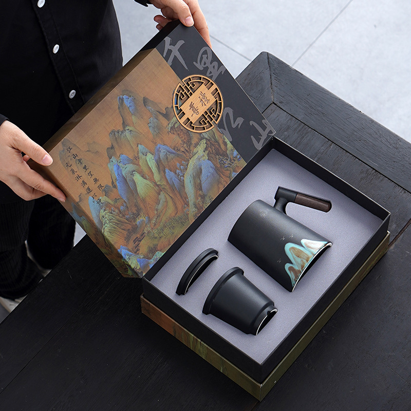 会社のビジネスセットの贈り物千里江山のノートパソコンの陶磁器のお茶の杯の贈り物のお土産は取引先にプレゼントします。|undefined