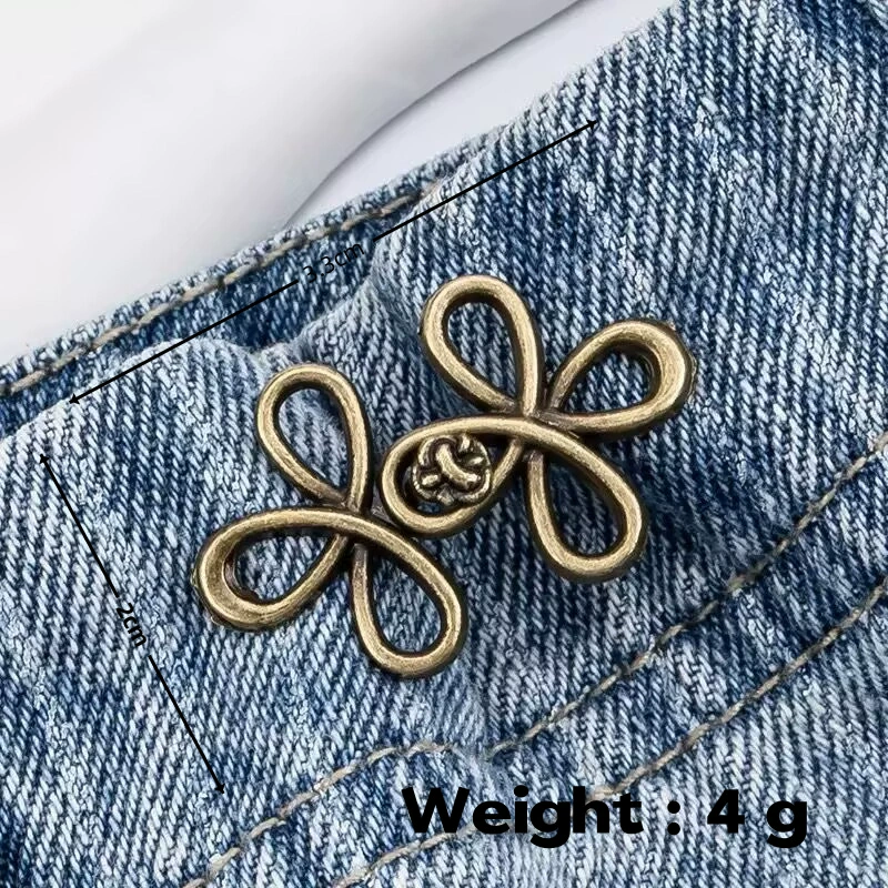 Nail-Free Removable Waist Buckle Pair, Flat-Bottom Seamless Buttons for Pants & Skirts, Assorted Designs