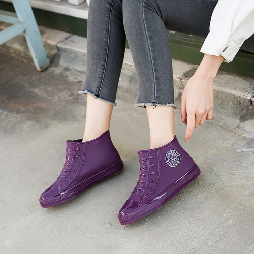 Korean version of trendy star low-top water shoes, women's working kitchen velvet short-tube fashionable rain boots for women