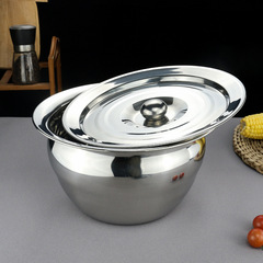 Stainless steel oil drum with cover, thickened, expanding shape, oil basin, seasoning pot, kitchen stainless steel basin wholesale