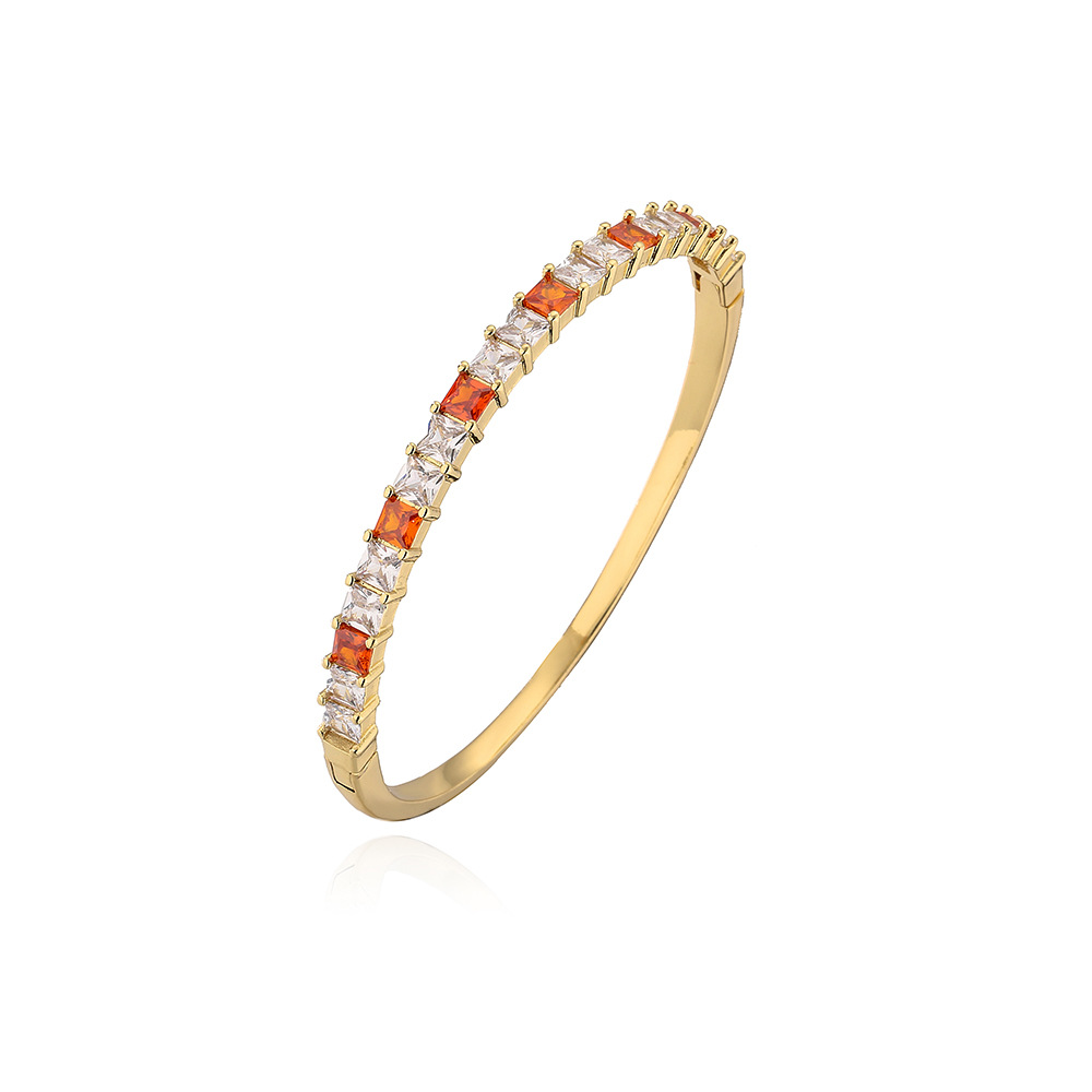 Fashion Geometric Copper Inlay Zircon Bangle 1 Piece