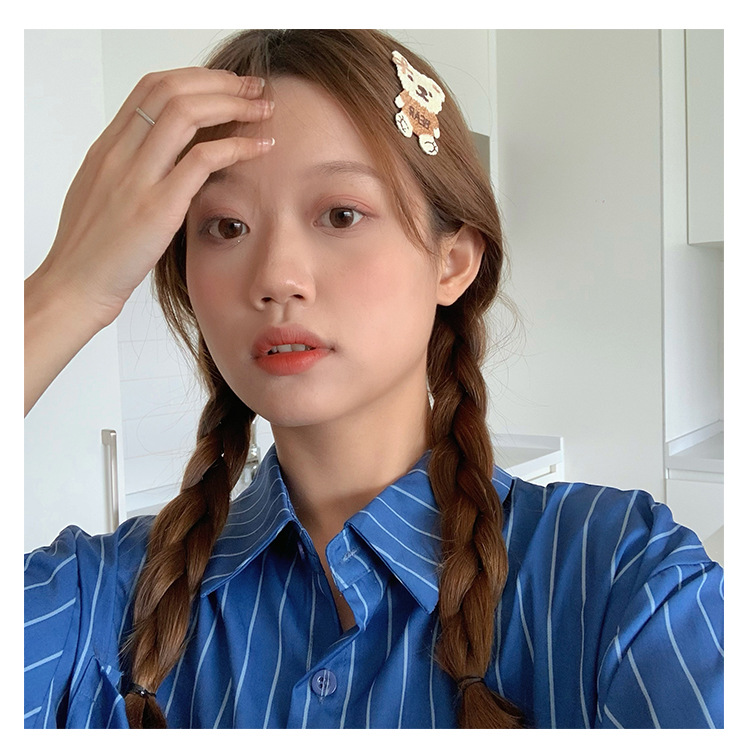 3g Weight Headwear Classification Birthday Occasion Kid'S Gender Cute Style Beige Color Cute Student Children Knitting Cartoon Bear Bb Clip Seaside Clip Side Bear Hair Clip 5