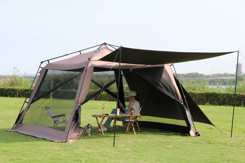 Automatic Tent Outdoor Aluminum Alloy Folding Portable Camping Black Glue Mosquito Net Mosquito-Proof Camping Canopy