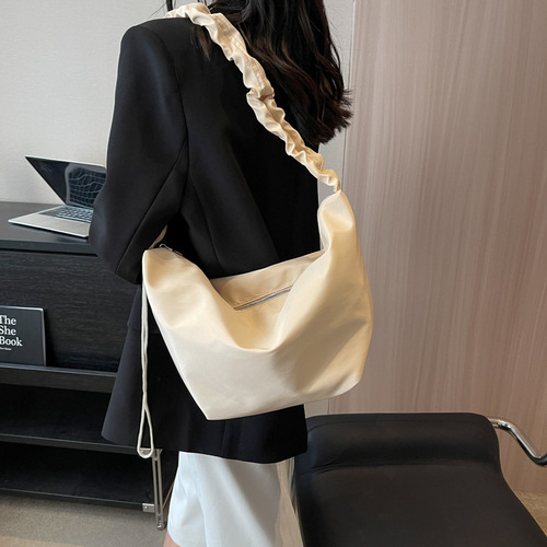 Bags  New Korean Style Simple Solid Color Pleated Cloud Bag Versatile Casual Dumpling Shape Single Shoulder Crossbody Bag for Women
