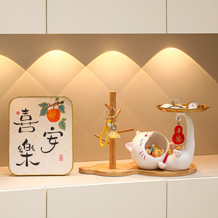 Living Room Entrance Lucky Cat Key Stand Creative Home Storage Resin Ornaments Desktop Storage Housewarming Gift