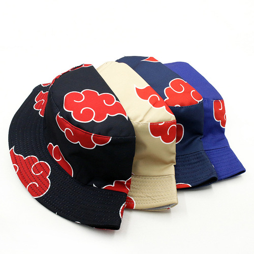 Naruto Uchiha Clan Hat, Red Cloud Fisherman Hat, Anime Merchandise, Outdoor Casual Sports Sunshade and Sun Protection Hat