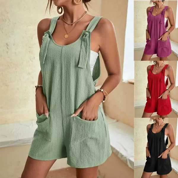 Cross-Border 2026 European and American Women's Clothing Amazon Summer Casual Fashion Suspender Shorts Jumpsuit Overalls for Women