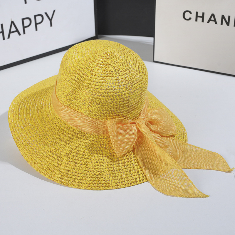 Women's Sweet Bow Knot Wide Eaves Straw Hat display picture 8