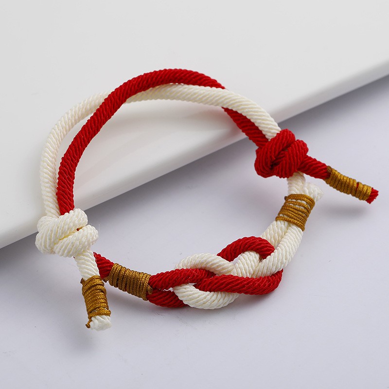 Woven Chain Chain Type 1 Piece Quantity Simple Style Geometric Wrapped Yarn Gold Wire Woven Chain String Bracelets Wholesale