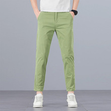 夏季薄款轻奢休闲裤男式修身小脚百搭潮流弹力男装弹力九分男裤子