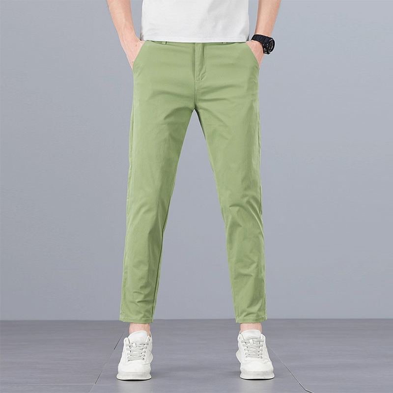 夏季薄款轻奢休闲裤男式修身小脚百搭潮流弹力男装弹力九分男裤子