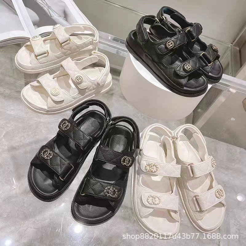 Спортивные сандалии для отдыха с липучкой, стиль Chanel