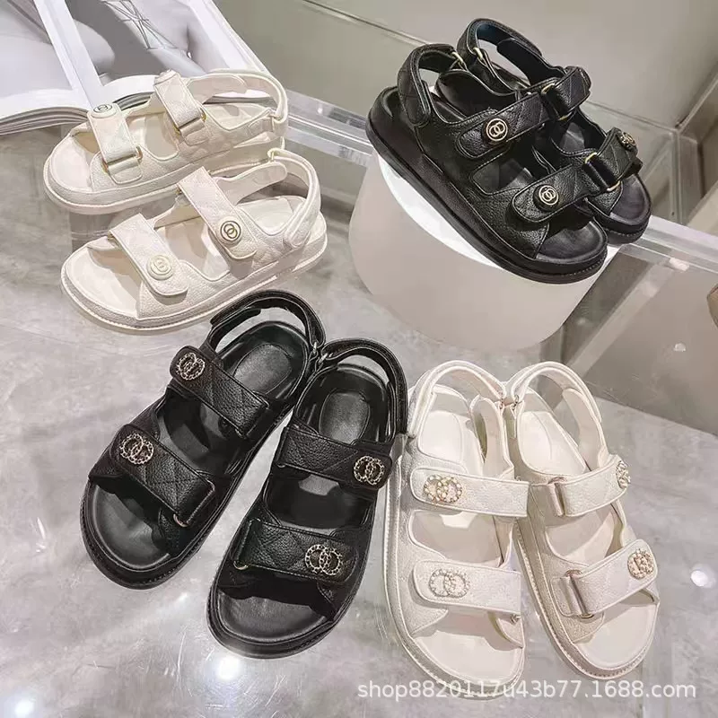 Спортивные сандалии для отдыха с липучкой, стиль Chanel