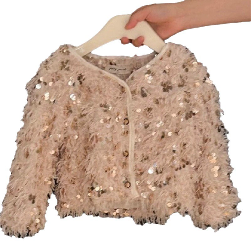 Jacket, nail sequins, autumn long-sleeve, for 3-8 years old
