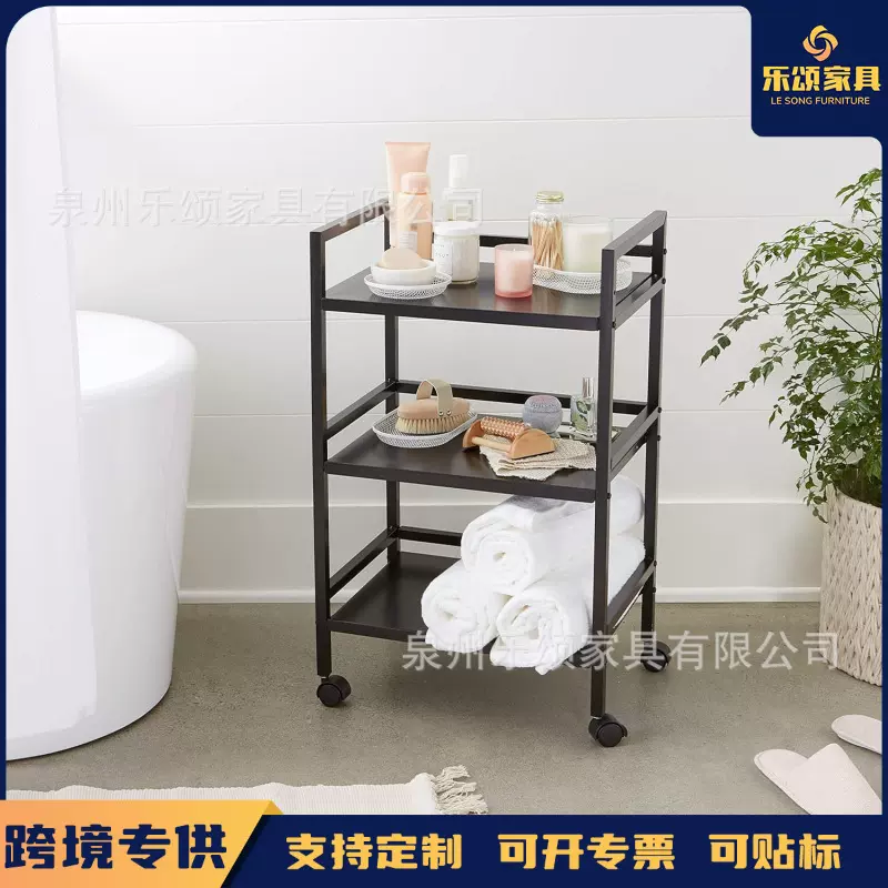 北欧现代家用移动餐车多功能酒店小推车铁艺四轮车收纳置物手推车