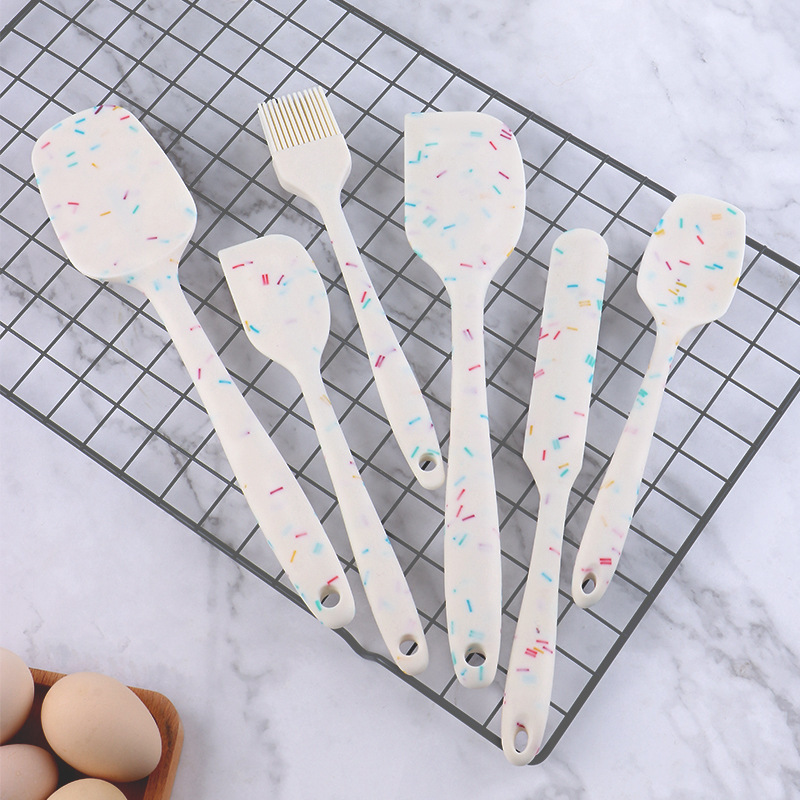 Food grade silicone baking scraper 6 pieces suit silicone scraper integrated kitchen all-in-one silicone shovel silicone brush Food grade silicone baking scraper 6 pieces suit silicone scraper integrated kitchen all-in-one silicone shovel silicone brush