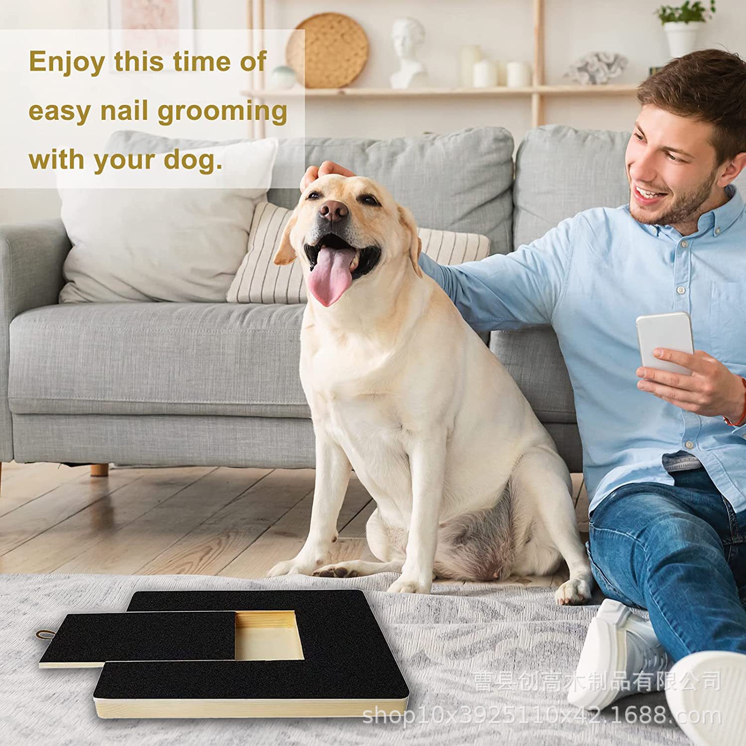 En stock de madera extraíble perro tablero del rasguño resistente al desgaste no caspa perro garra tablero de reparación suministros para mascotas papel de lija tablero de raspado