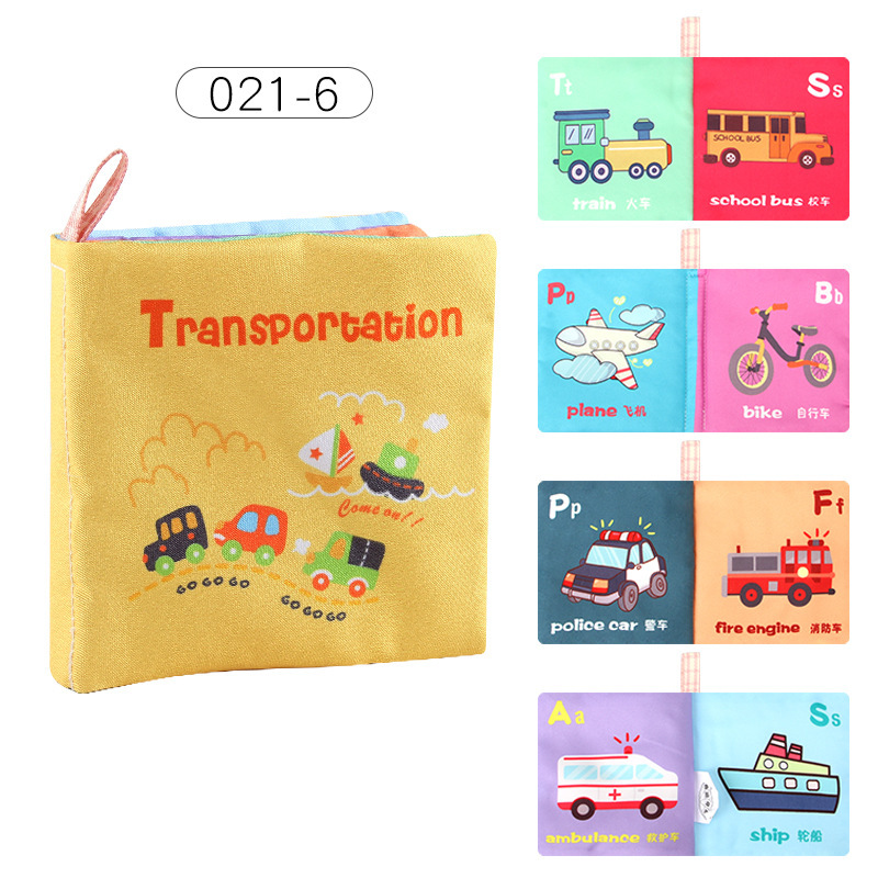 Cuatro libros de tela tridimensionales transfronterizos para bebés juguetes de educación temprana 4 caras 8 páginas libros de palma de frutas y alimentos animales cognitivos libros de tela para bebés