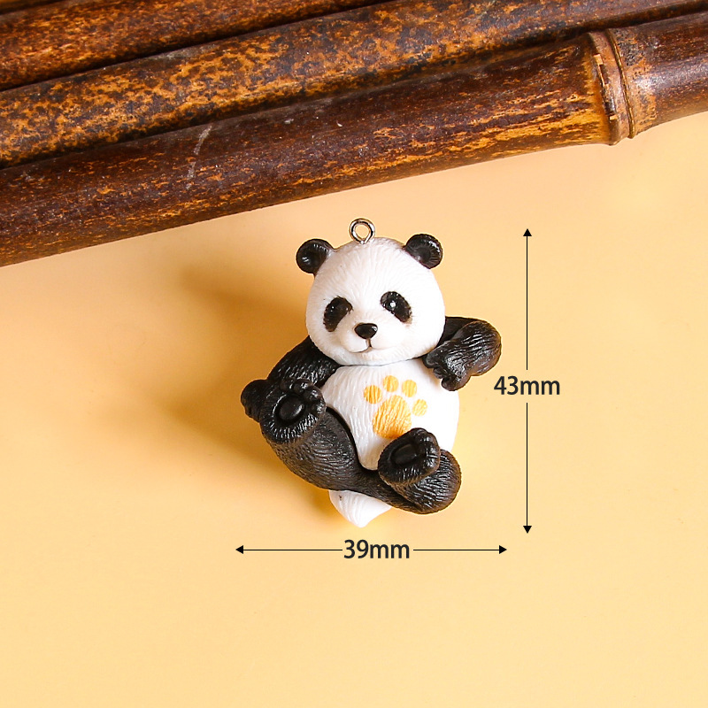 樹脂パンダクリエイティブ装飾品 diy キーホルダーペンダント漫画かわいい文化創造旅行お土産バッグペンダント|undefined