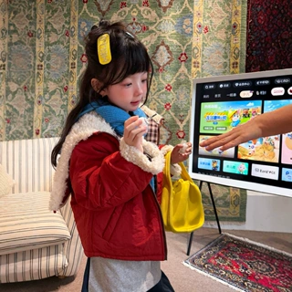 外套2026冬季女童加厚夹棉红色棉服儿童拼接羊羔毛大毛领短款棉衣