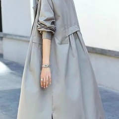 欧美流行风衣女长款2025年春秋新款感气质大衣外套女-5567
