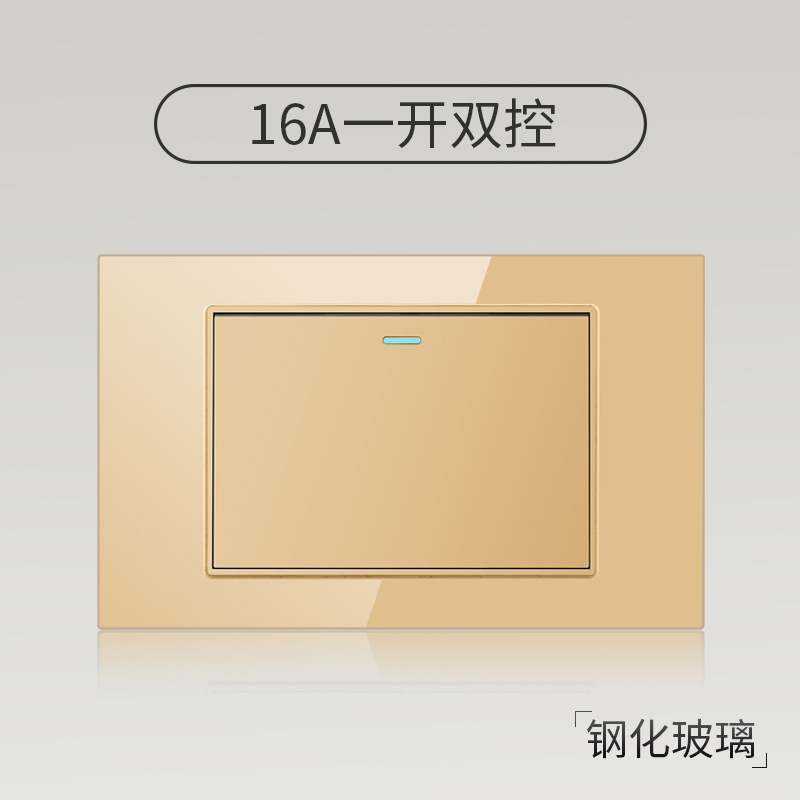 Taiwán estilo americano USB tipo-C interruptor de vidrio temperado dorado 118 tipo panel de toma de corriente de pared mexicana