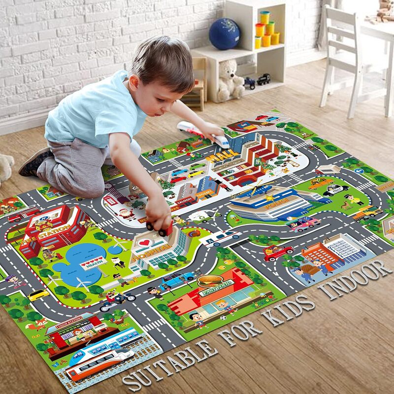 Hot-Selling Car Track Living Room Crystal Velvet Play Carpet, Water-Absorbent, Stain-Resistant, Easy to Care For, Ready for Delivery Hot-Selling Car Track Living Room Crystal Velvet Play Carpet, Water-Absorbent, Stain-Resistant, Easy to Care For, Ready for Delivery