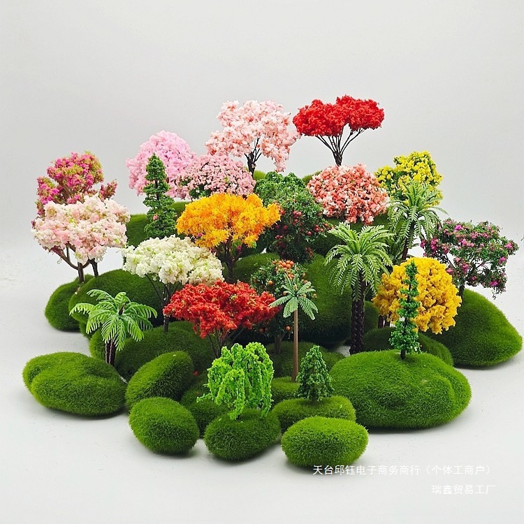 微景观摆件迷你樱花树微缩模型沙盘园艺造景diy材料饰品木棉