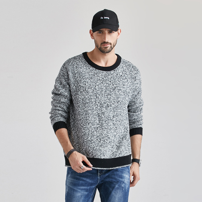 亞馬遜2021秋冬新款圓領(lǐng)針織衫男歐美跨境休閑套頭毛衣男一件代發(fā)