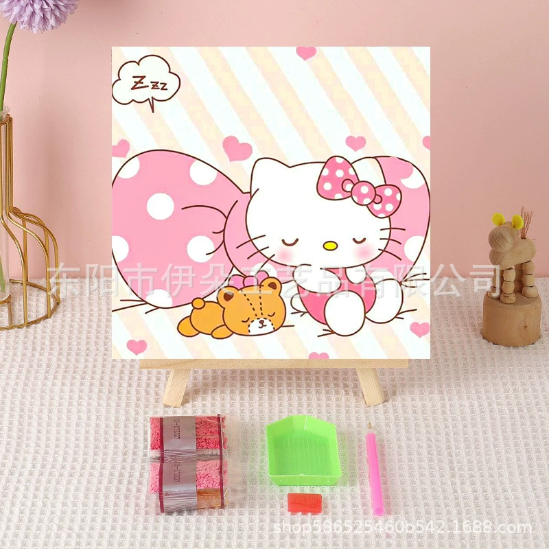 DIY живопись бриллиантами для детей - ручная работа мультфильм-головоломка в рамке из массива дерева 20x20 см, инструмент для бриллиантовой насечки
