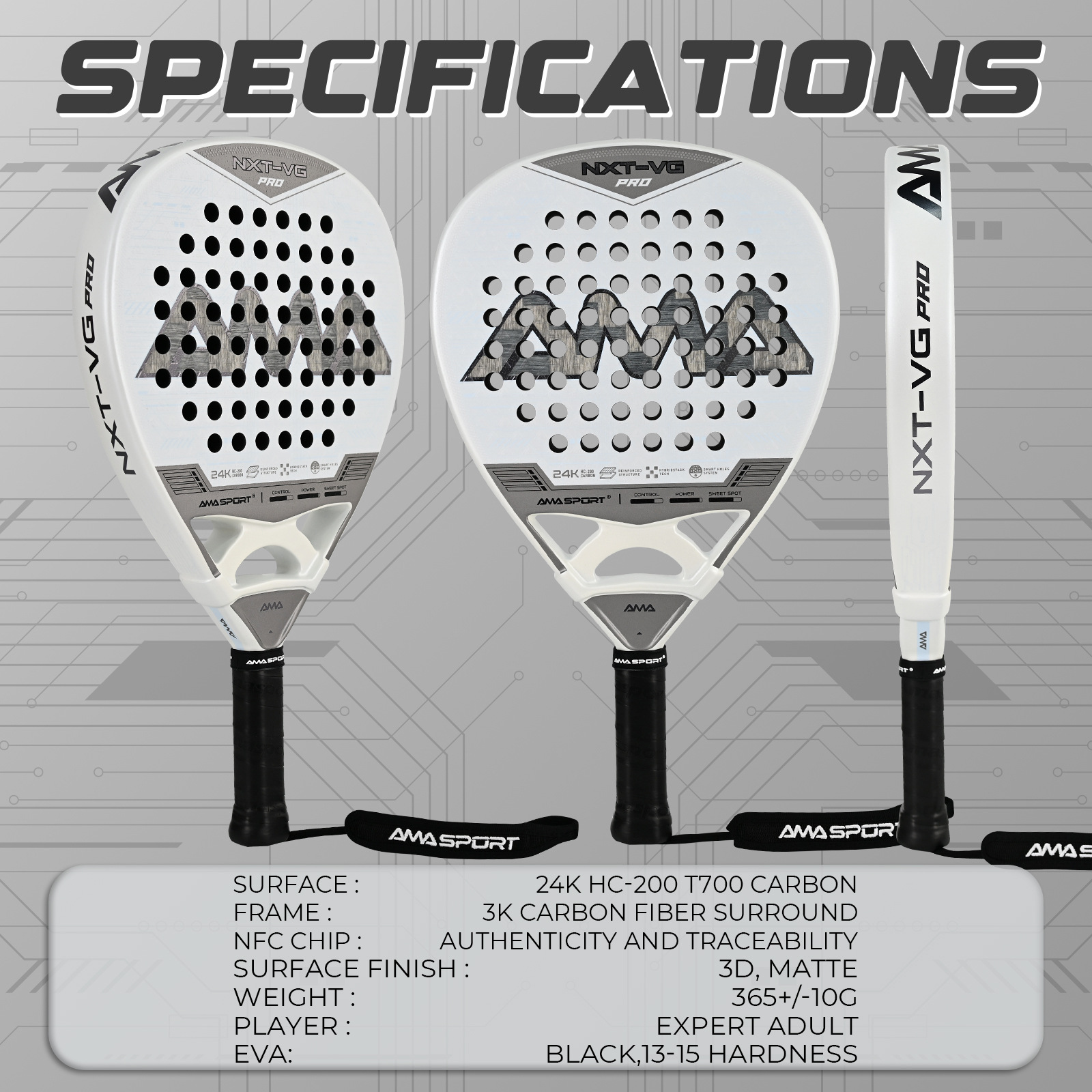 New Padel Racket Cricket Racket 24K Carbon Fiber P116 Cage Tennis Racket Amasport Racket