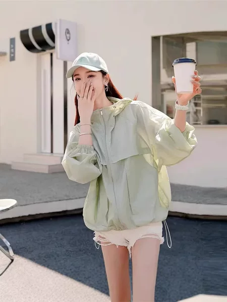 2026 New Summer Sun Protection Clothing for Women, Portable, Quick-Drying, Fashionable, Versatile, Breathable, Thin, Hooded, Loose and Simple