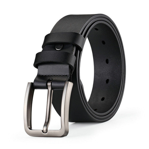 Leather Pin Buckle Belt Men's Single-layer Genuine Leather Perforated Belt Versatile Casual Youth Middle-aged and Elderly Student Jeans Belt