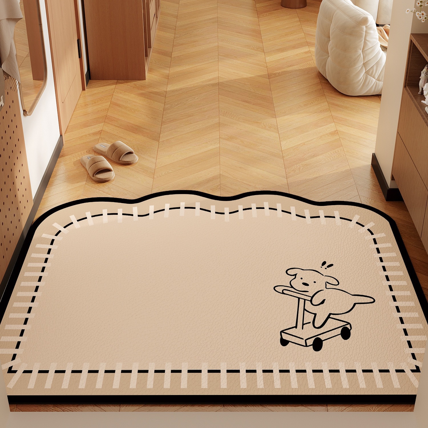 Cartoon Cute Pet Leather Shoe-Changing Mat, Dirt-Resistant and Wear-Resistant, Customizable, Wipeable, No-Wash Pvc Mat, in Stock